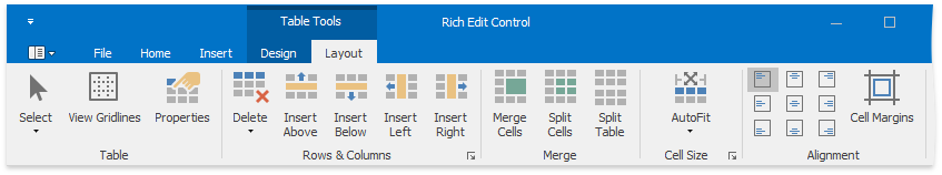 RTERibbonmenuTableToolsLayout