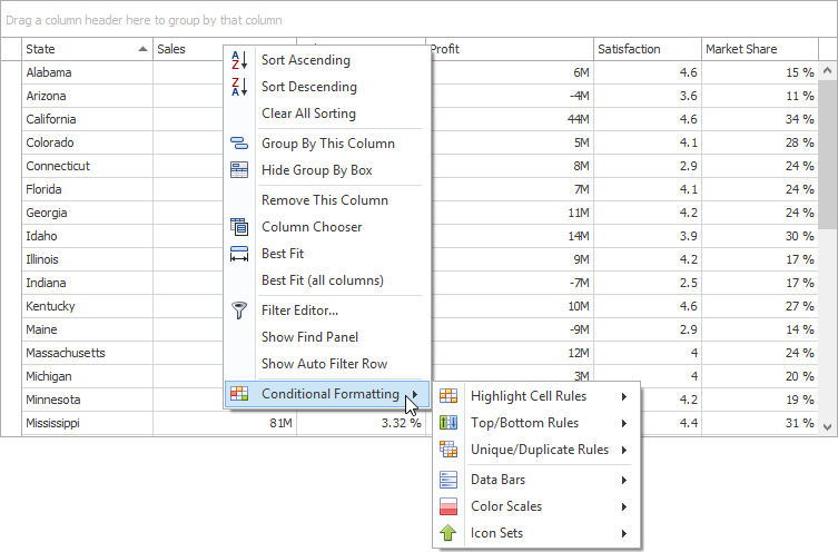 EUDGridControlConditionalFormattingMenu